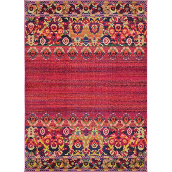 Rug Unique Loom Medici Fuchsia Rectangular 7' 0 x 10' 0