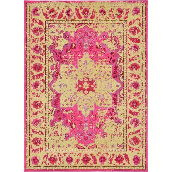 Rug Unique Loom Medici Pink Rectangular 7' 0 x 10' 0