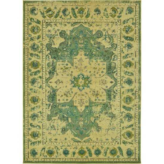 Rug Unique Loom Medici Green Rectangular 7' 0 x 10' 0