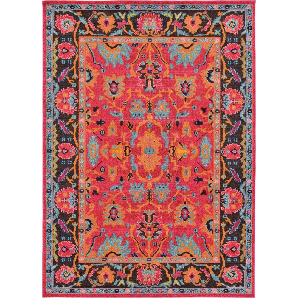 Rug Unique Loom Medici Fuchsia Rectangular 7' 0 x 10' 0