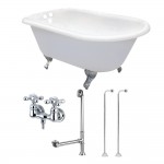 Aqua Eden 54-Inch Cast Iron Roll Top Clawfoot Tub Combo with Faucet and Supply Lines, White/Polished Chrome