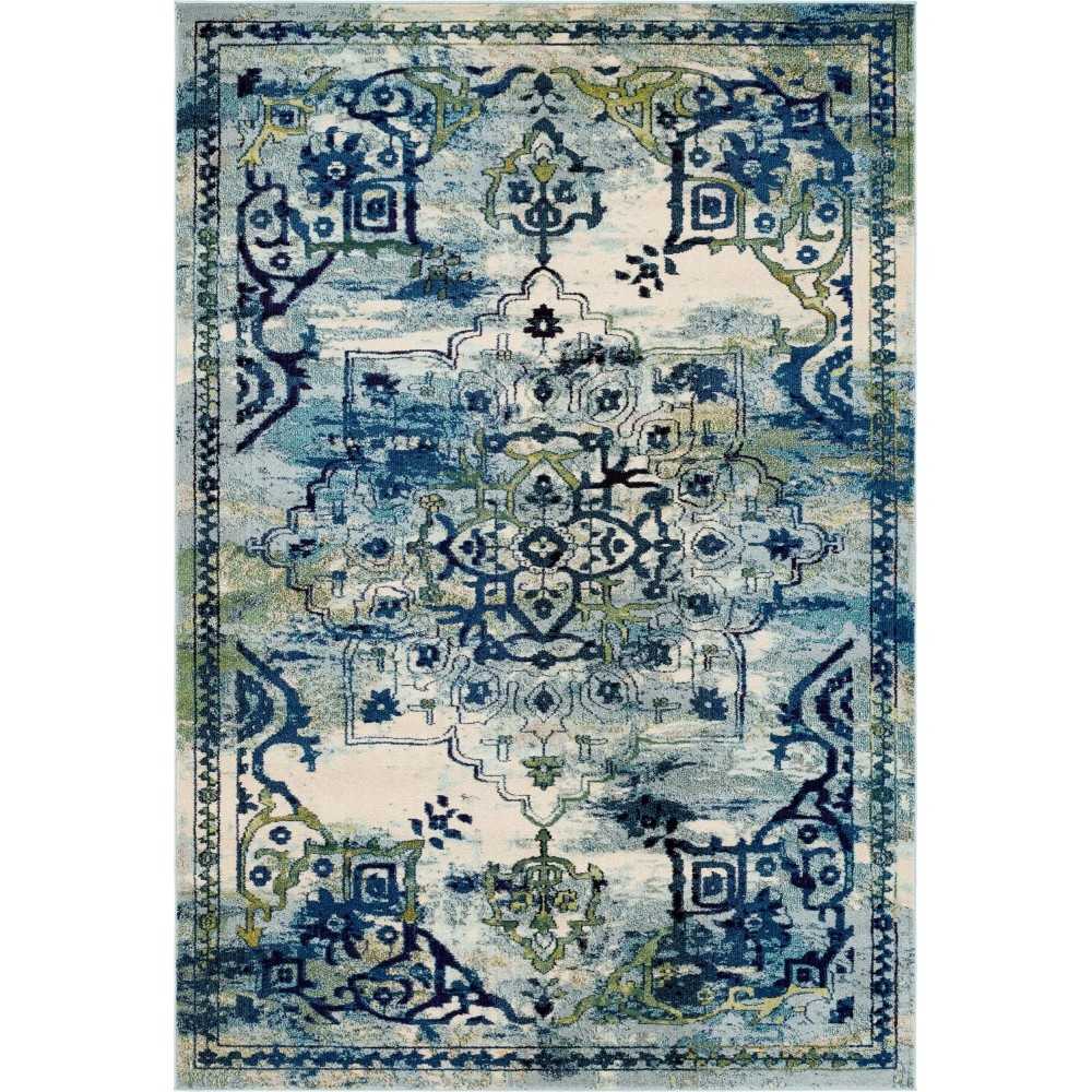 Rug Unique Loom Medici Blue Rectangular 7' 0 x 10' 0