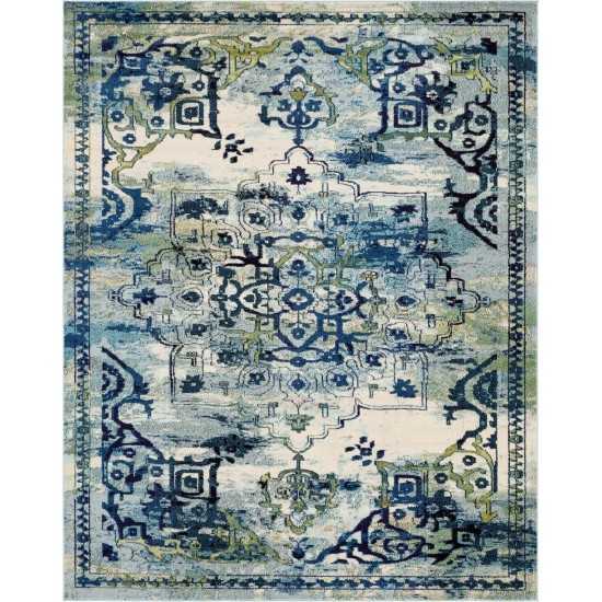 Rug Unique Loom Medici Blue Rectangular 8' 0 x 10' 0