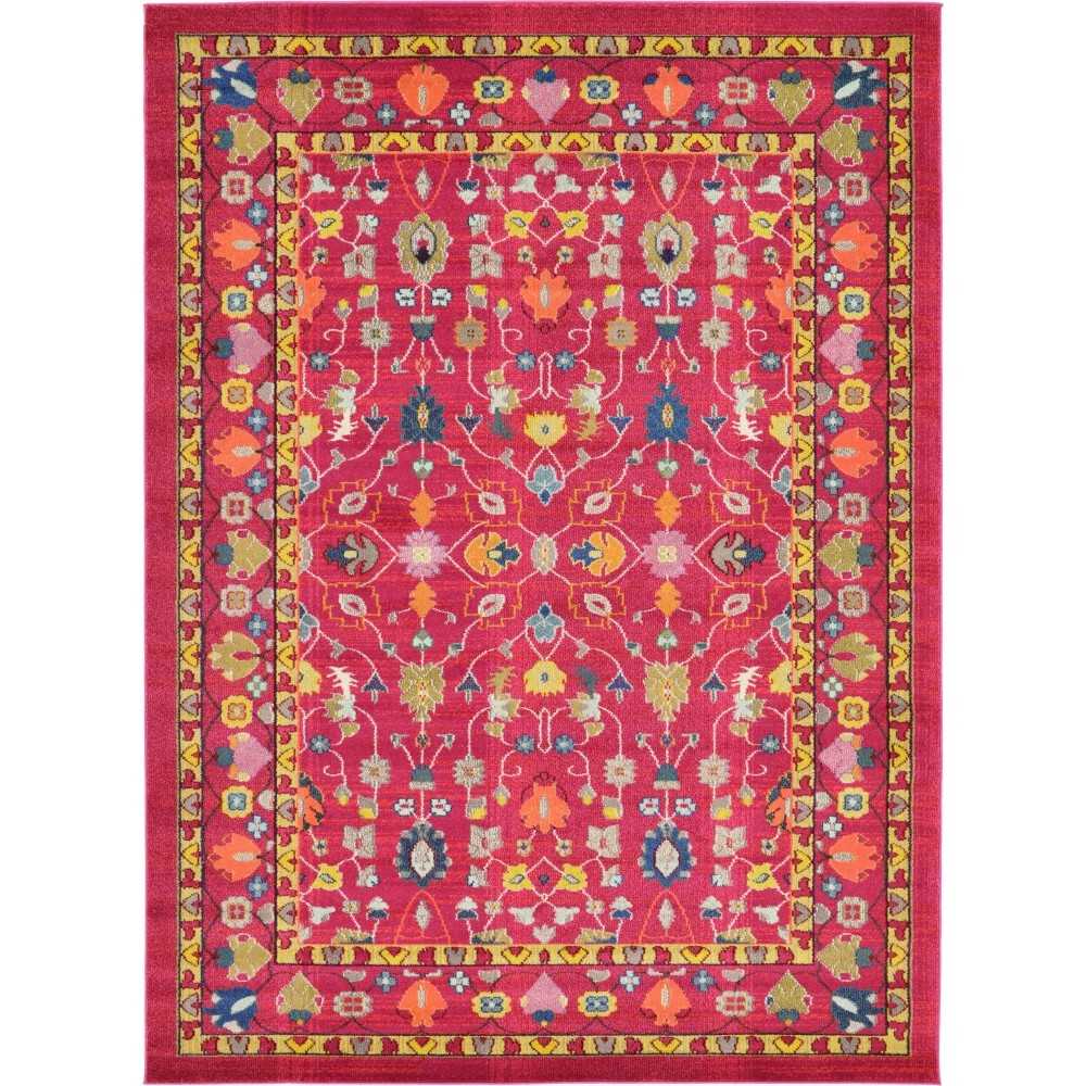 Rug Unique Loom Medici Fuchsia Rectangular 8' 0 x 11' 0