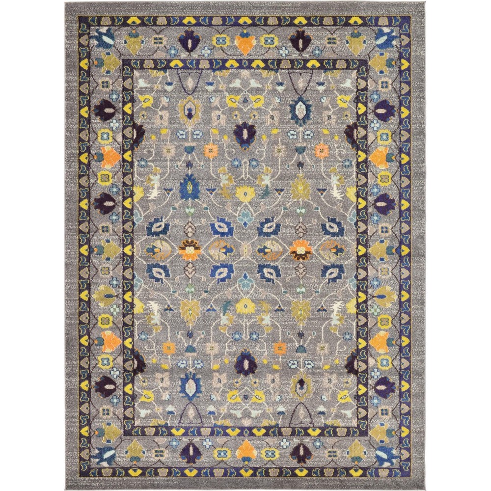 Rug Unique Loom Medici Gray Rectangular 8' 0 x 11' 0