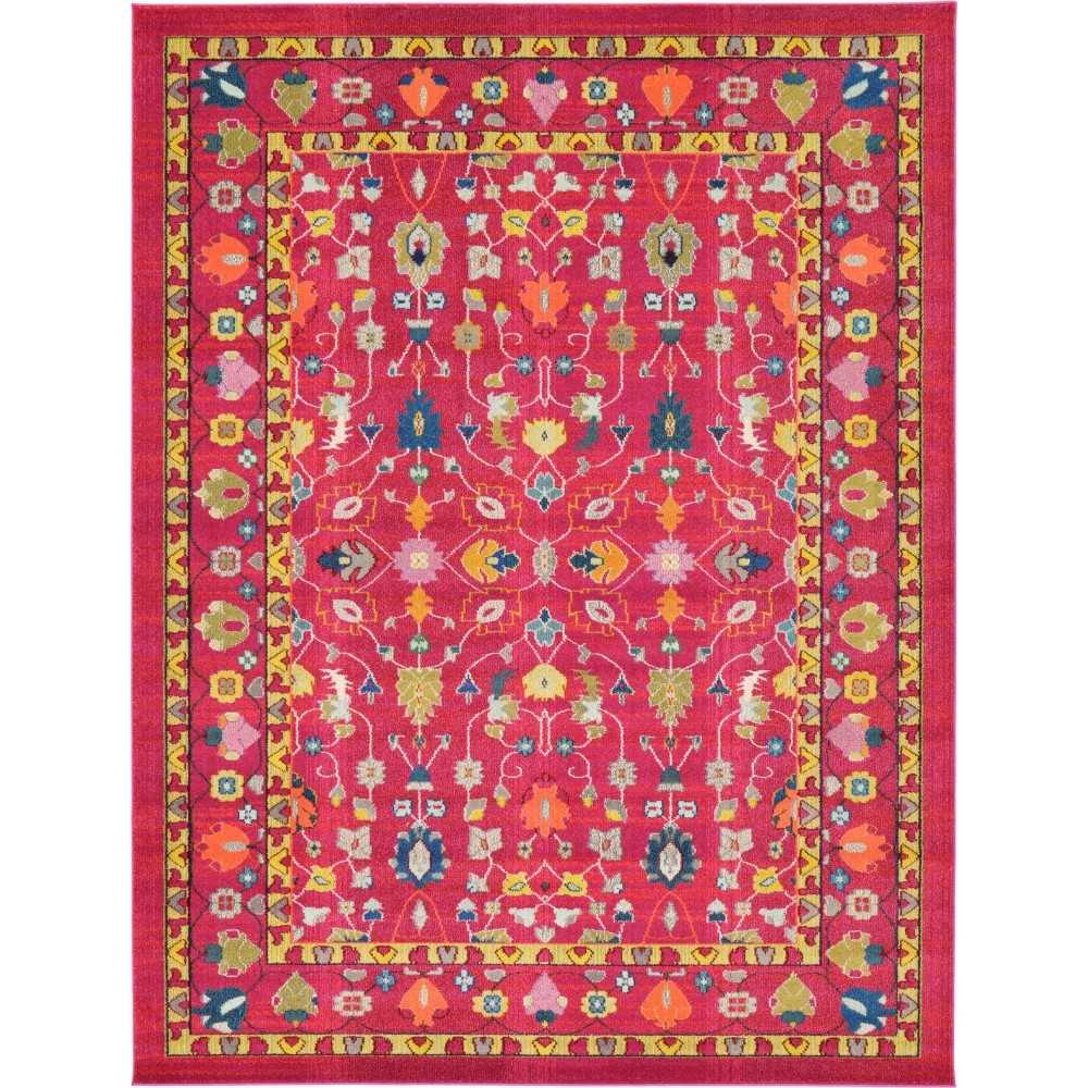 Rug Unique Loom Medici Fuchsia Rectangular 9' 0 x 12' 0