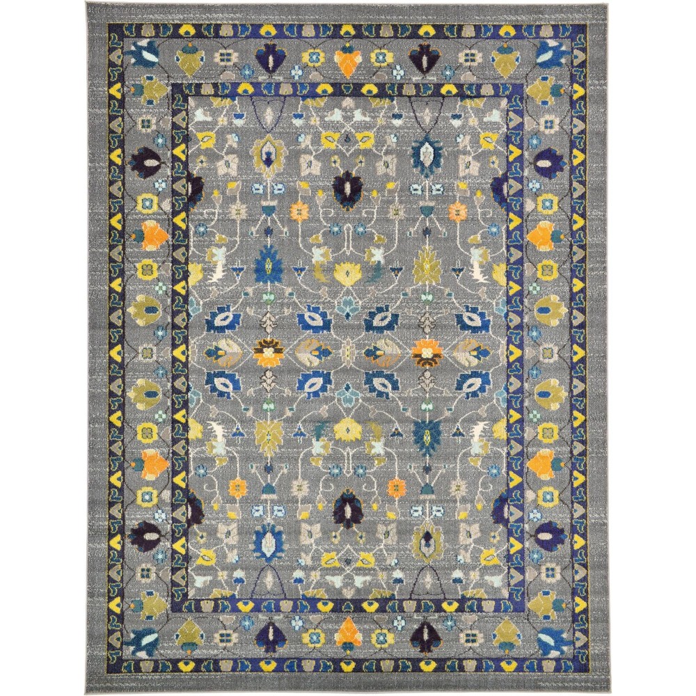 Rug Unique Loom Medici Gray Rectangular 9' 0 x 12' 0