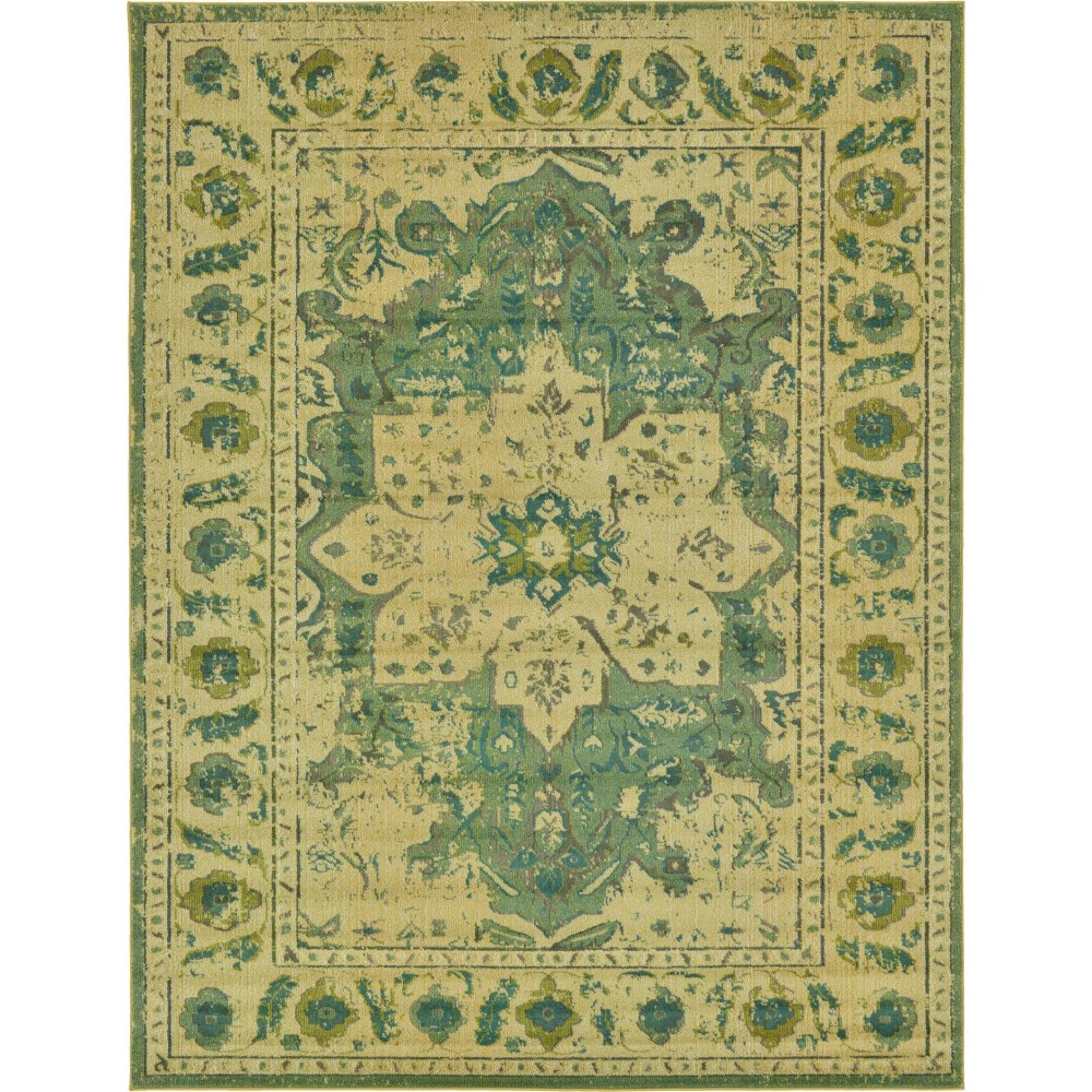 Rug Unique Loom Medici Green Rectangular 9' 0 x 12' 0