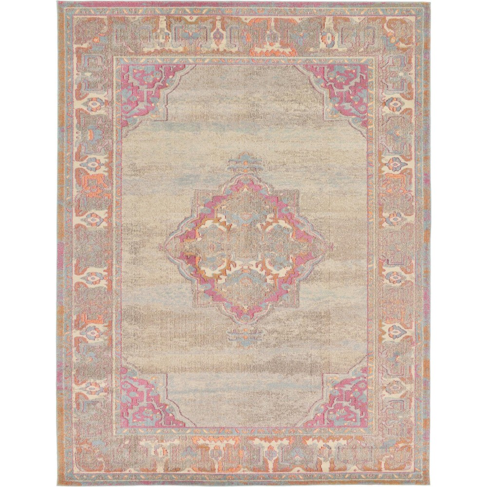 Rug Unique Loom Medici Beige Rectangular 9' 0 x 12' 0