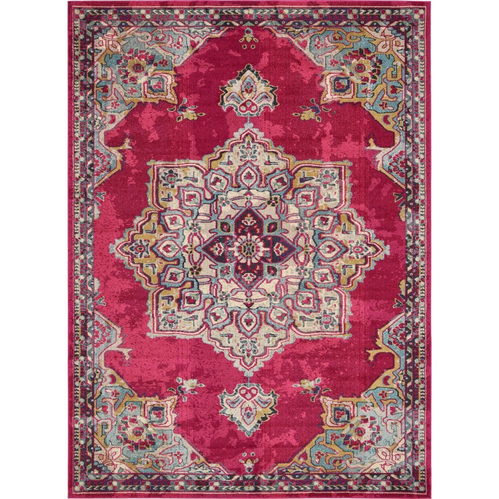 Rug Unique Loom Medici Fuchsia Rectangular 9' 0 x 12' 0