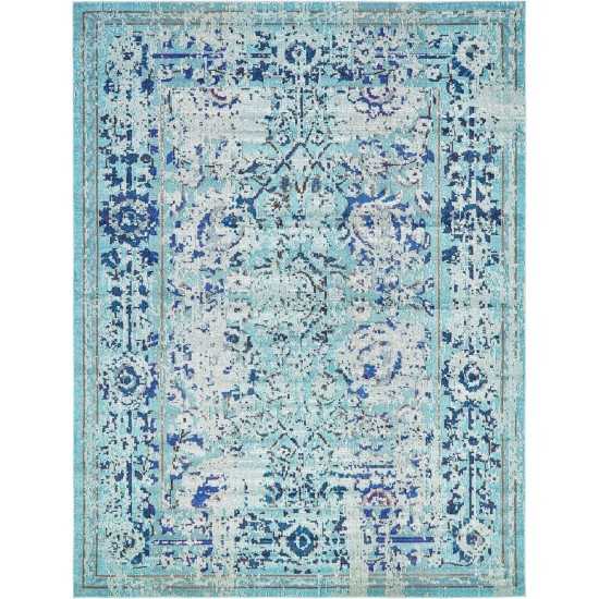 Rug Unique Loom Medici Light Blue Rectangular 10' 0 x 13' 0