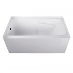 Aqua Eden 54-Inch Acrylic Alcove Tub with Arm Rest and Left Hand Drain Hole, White