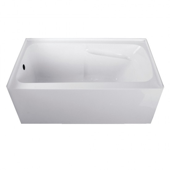 Aqua Eden 54-Inch Acrylic Alcove Tub with Arm Rest and Left Hand Drain Hole, White
