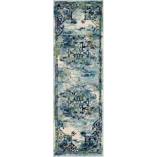 Rug Unique Loom Medici Blue Runner 2' 2 x 6' 7