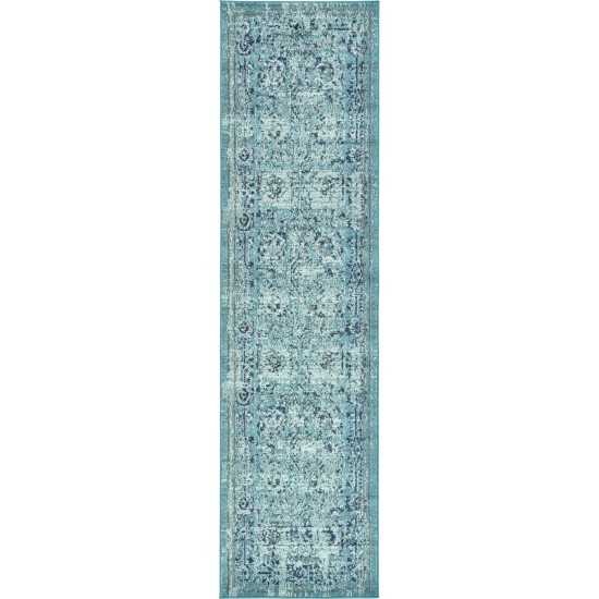 Rug Unique Loom Medici Light Blue Runner 2' 7 x 10' 0