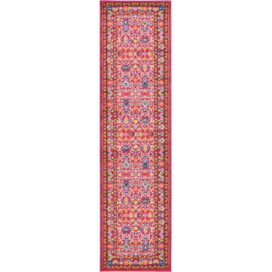 Rug Unique Loom Medici Fuchsia Runner 2' 7 x 10' 0