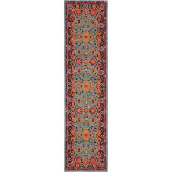 Rug Unique Loom Medici Turquoise Runner 2' 7 x 10' 0