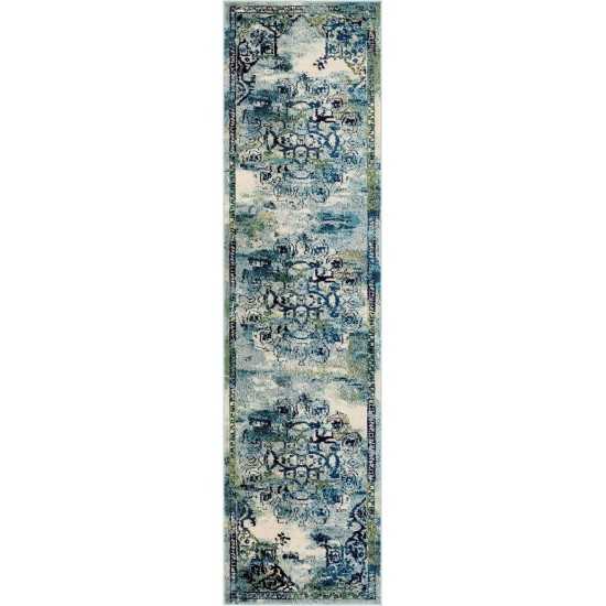 Rug Unique Loom Medici Blue Runner 2' 7 x 10' 0