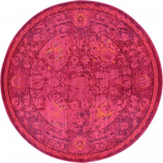 Rug Unique Loom Medici Fuchsia Round 6' 0 x 6' 0