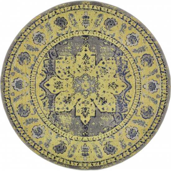 Rug Unique Loom Medici Gray Round 6' 0 x 6' 0