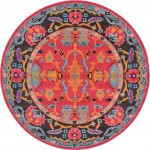 Rug Unique Loom Medici Fuchsia Round 6' 0 x 6' 0