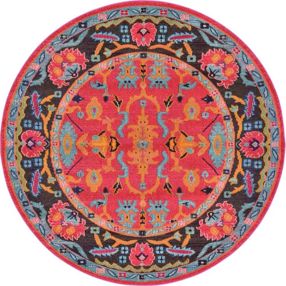 Rug Unique Loom Medici Fuchsia Round 6' 0 x 6' 0 Rug Unique Loom Medici Fuchsia Round 6' 0 x 6' 0