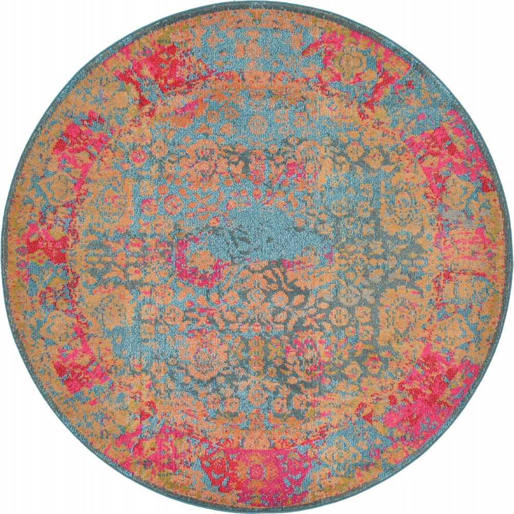 Rug Unique Loom Medici Blue Round 6' 0 x 6' 0 Rug Unique Loom Medici Blue Round 6' 0 x 6' 0