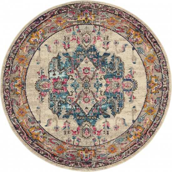 Rug Unique Loom Medici Beige Round 6' 0 x 6' 0