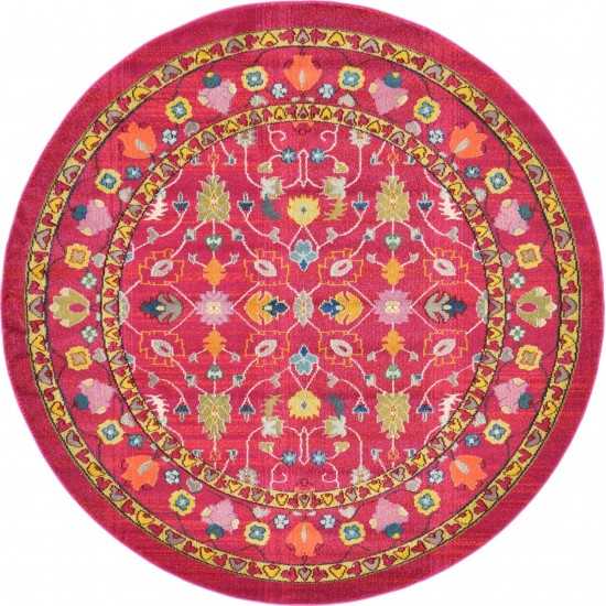 Rug Unique Loom Medici Fuchsia Round 8' 0 x 8' 0