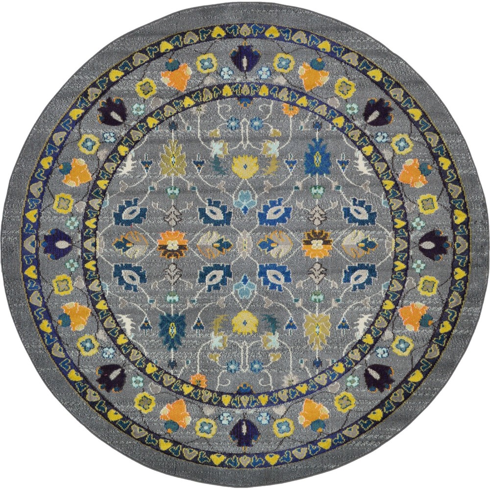 Rug Unique Loom Medici Gray Round 8' 0 x 8' 0 Rug Unique Loom Medici Gray Round 8' 0 x 8' 0