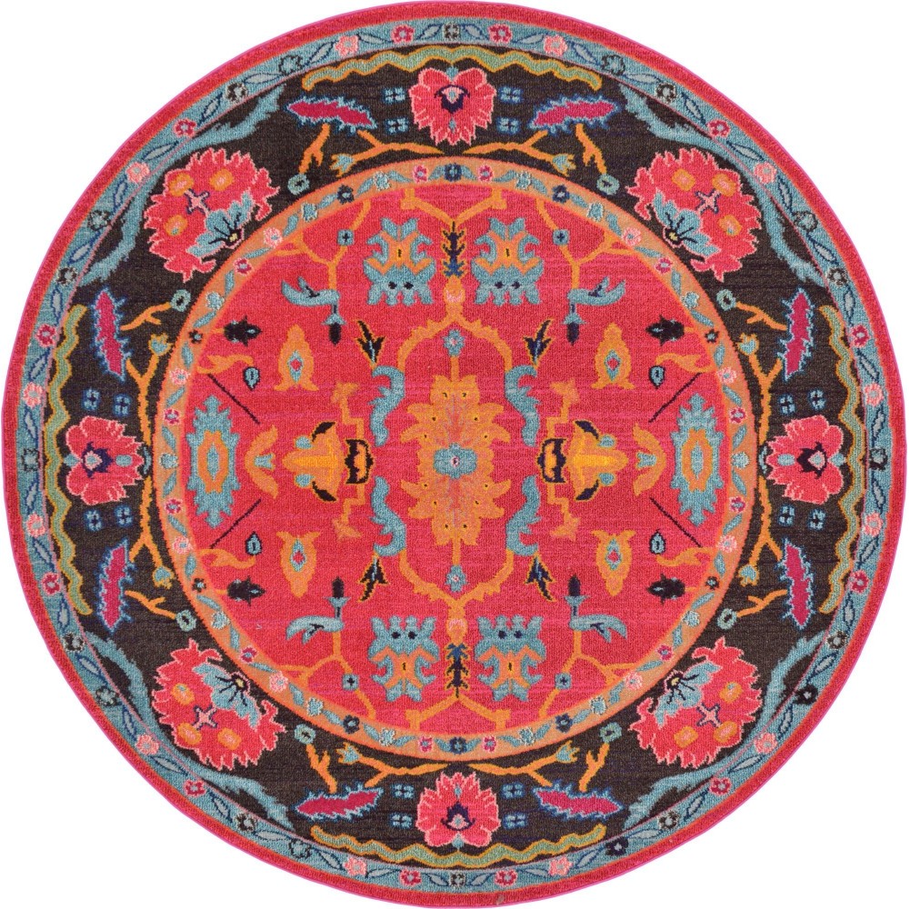 Rug Unique Loom Medici Fuchsia Round 8' 0 x 8' 0 Rug Unique Loom Medici Fuchsia Round 8' 0 x 8' 0