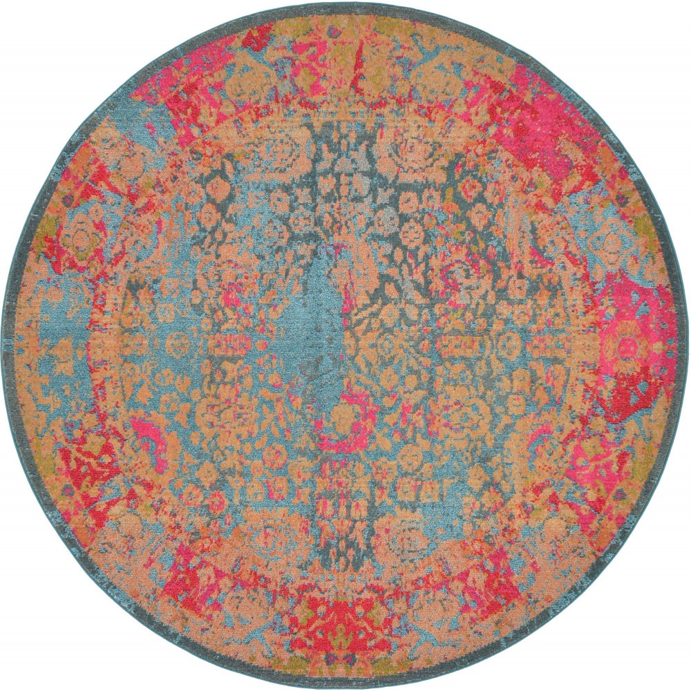 Rug Unique Loom Medici Blue Round 8' 0 x 8' 0 Rug Unique Loom Medici Blue Round 8' 0 x 8' 0