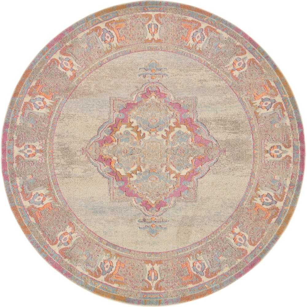 Rug Unique Loom Medici Beige Round 8' 0 x 8' 0