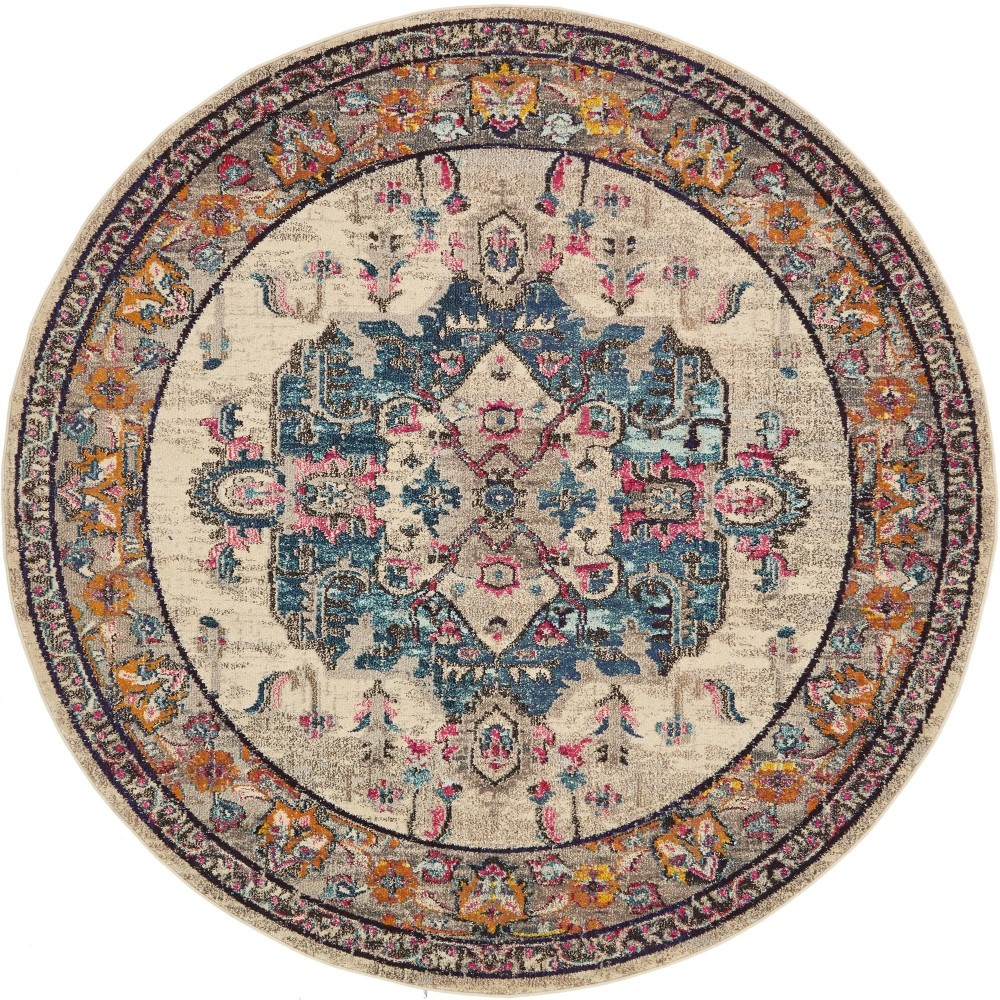 Rug Unique Loom Medici Beige Round 8' 0 x 8' 0