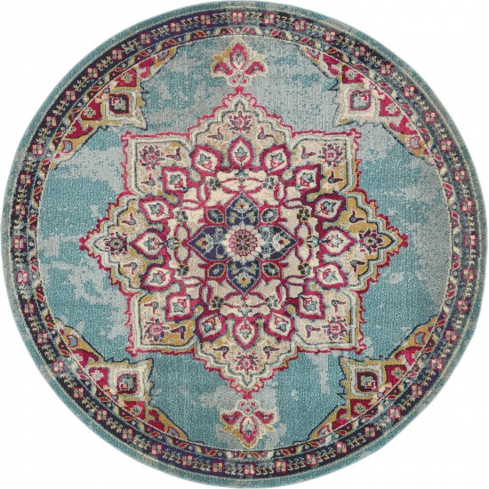 Rug Unique Loom Medici Light Blue Round 8' 0 x 8' 0