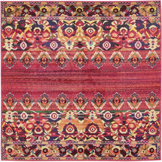 Rug Unique Loom Medici Fuchsia Square 8' 0 x 8' 0