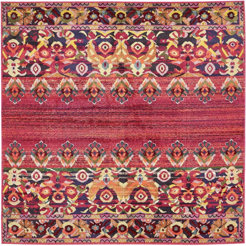 Rug Unique Loom Medici Fuchsia Square 8' 0 x 8' 0