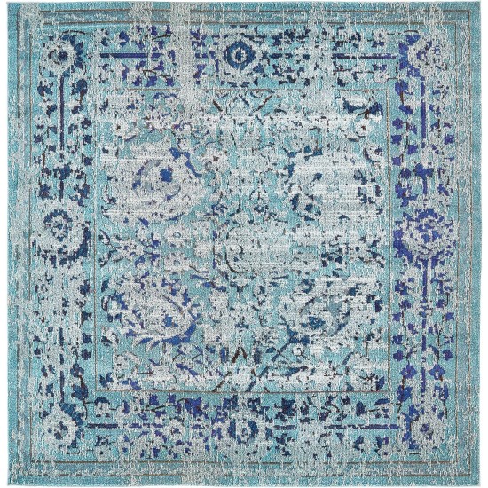 Rug Unique Loom Medici Light Blue Square 8' 0 x 8' 0