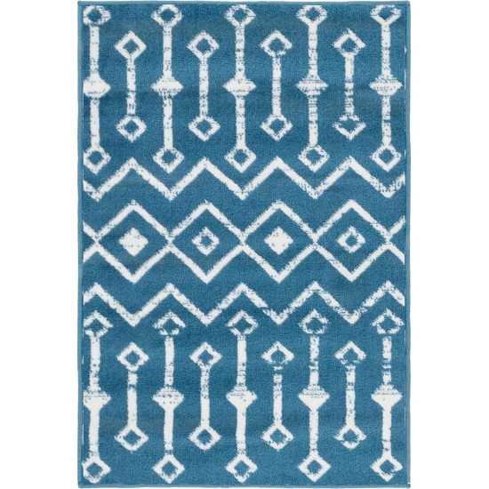 Rug Unique Loom Moroccan Trellis Dark Blue Rectangular 2' 2 x 3' 0