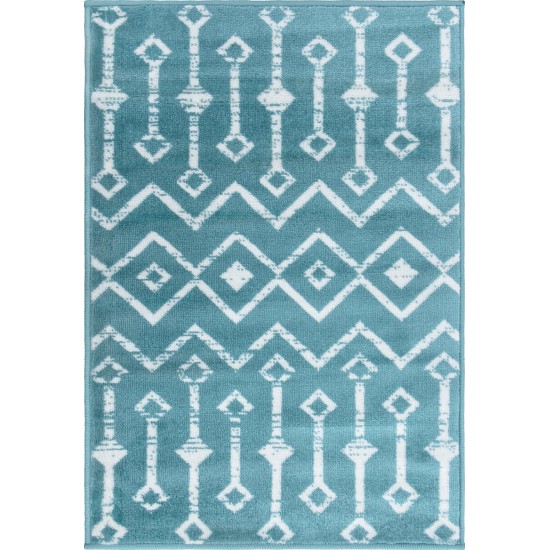 Rug Unique Loom Moroccan Trellis Teal Rectangular 2' 2 x 3' 0