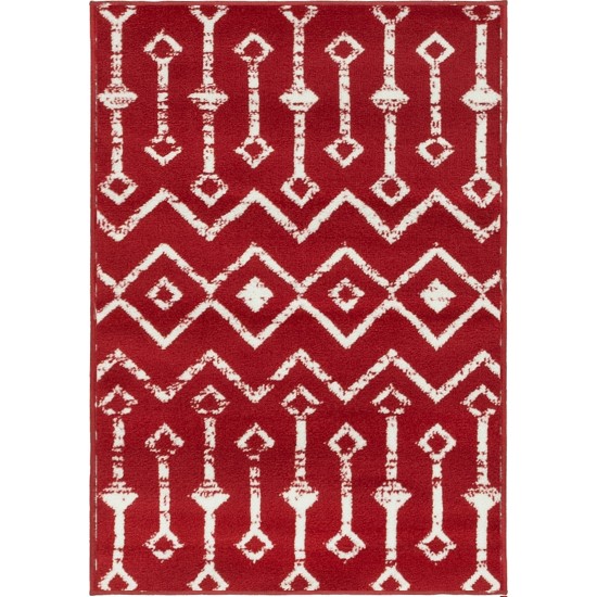 Rug Unique Loom Moroccan Trellis Red Rectangular 2' 2 x 3' 0