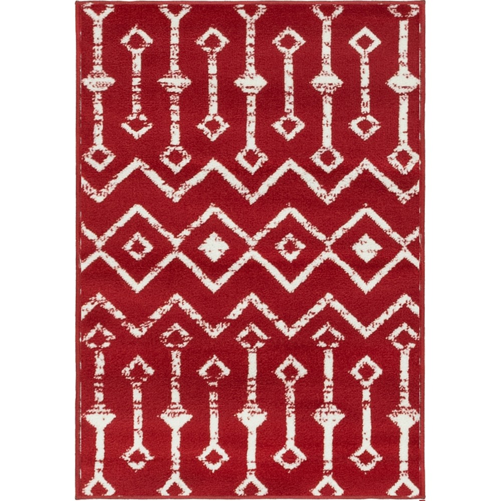 Rug Unique Loom Moroccan Trellis Red Rectangular 2' 2 x 3' 0