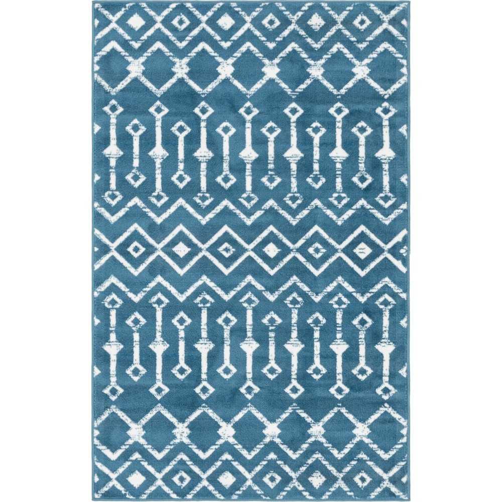 Rug Unique Loom Moroccan Trellis Dark Blue Rectangular 3' 3 x 5' 3