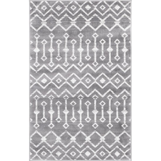 Rug Unique Loom Moroccan Trellis Dark Gray Rectangular 3' 3 x 5' 3