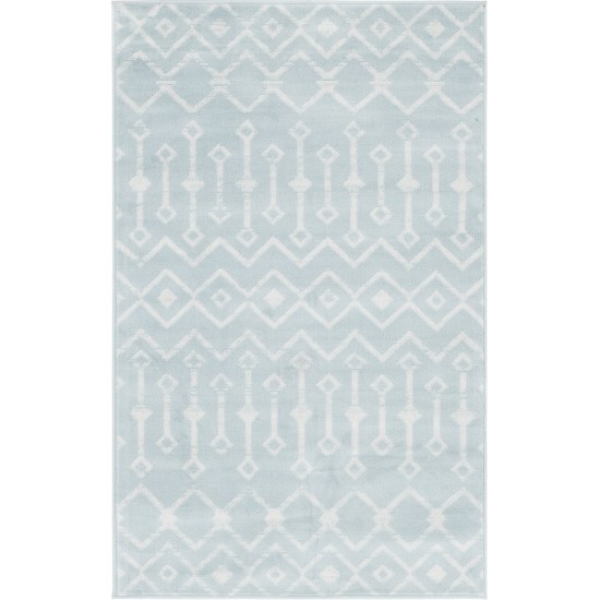 Rug Unique Loom Moroccan Trellis Light Blue Rectangular 3' 3 x 5' 3