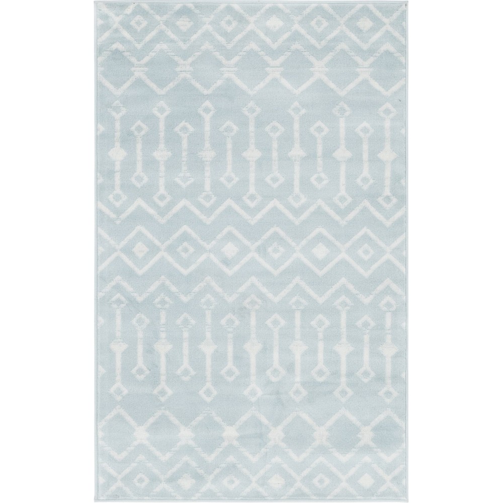 Rug Unique Loom Moroccan Trellis Light Blue Rectangular 3' 3 x 5' 3