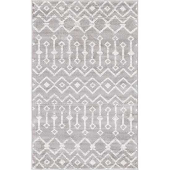 Rug Unique Loom Moroccan Trellis Light Gray Rectangular 3' 3 x 5' 3