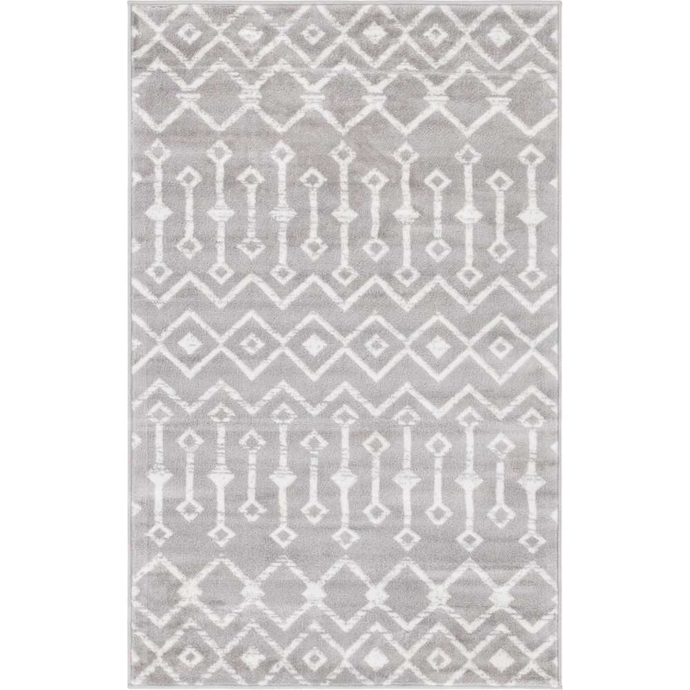 Rug Unique Loom Moroccan Trellis Light Gray Rectangular 3' 3 x 5' 3