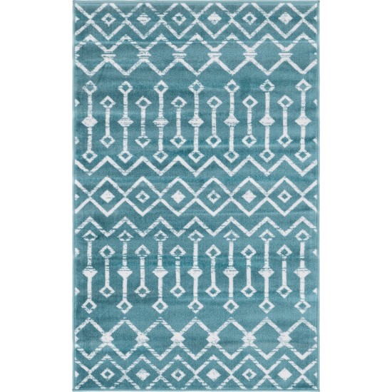 Rug Unique Loom Moroccan Trellis Teal Rectangular 3' 3 x 5' 3