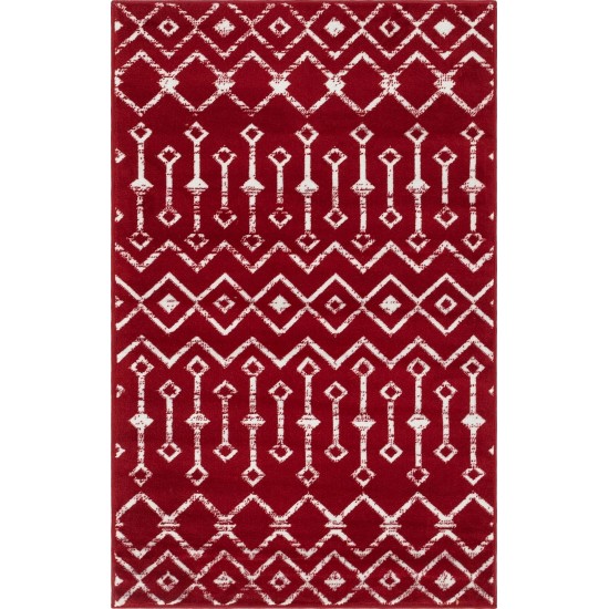 Rug Unique Loom Moroccan Trellis Red Rectangular 3' 3 x 5' 3